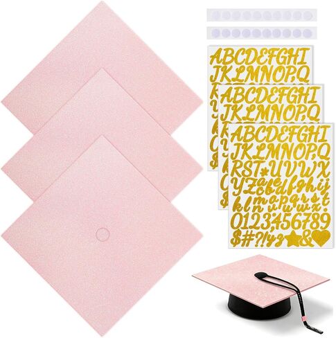 Mverse Graduation Cap Decorations Kit 2026-3D Paper Flowers & Gold Butterflies for Grad Cap Topper - DIY Flower Stickers, Glitter Letters & Pearls for Crafts & Shadow Box (Pink) in Kuwait