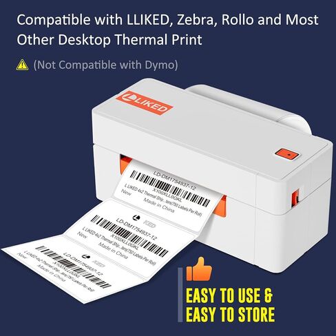 L LIKED 4" x 2" Direct Thermal Labels, Permanent Adhesive Barcode Shipping Labels & Compatible with Rollo, Zebra and Other Desktop Printers (1 Roll, 750 Labels) in Kuwait