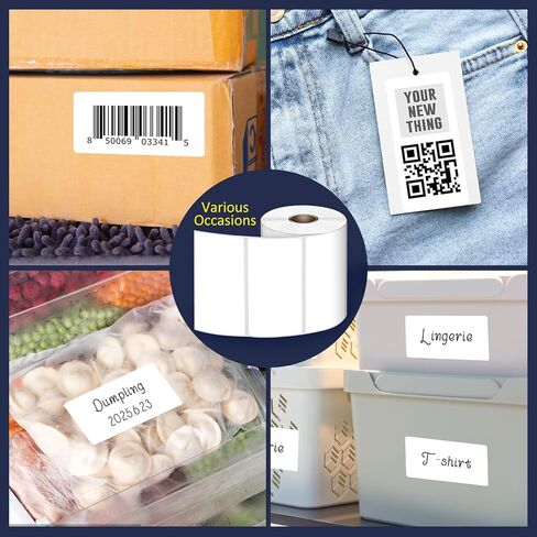 L LIKED 4" x 2" Direct Thermal Labels, Permanent Adhesive Barcode Shipping Labels & Compatible with Rollo, Zebra and Other Desktop Printers (1 Roll, 750 Labels) in Kuwait