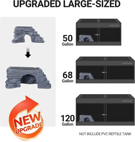 REPTI ZOO Reptile Hide Cave with Slate Stone, Large Reptile Hideout with Heat Storage Basking Platform, Terrarium Climbing Rock Shale for Lizard, Gecko, Iguanas, Turtle (10x4.3x6 inch) in Kuwait