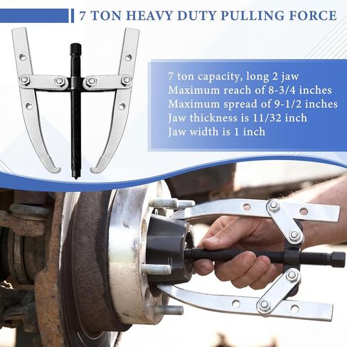 Moxweyeni 2-Jaw Gear Puller, 7 Ton Heavy Duty Bearing Puller Tool, 9-1/2 Inches Long 2-Jaw Adjustable Gear Removal Tool for Automotive Mechanical Home Repair in Kuwait