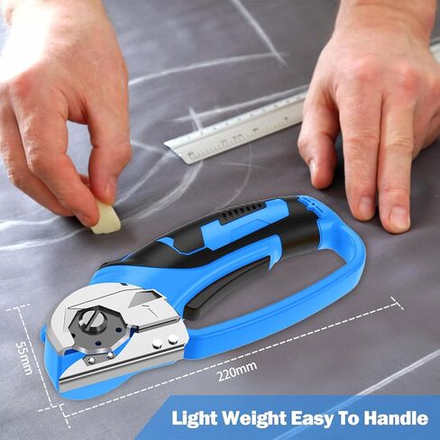 Cordless Electric Scissors, 4V Box Cutter & Cardboard Cutter with 2 Titanium Blades - Rotary Cutter with LED Light for Fabric, Leather, Carpet, Plastic, Crafting + Storage Case (Green) in Saudi Arabia
