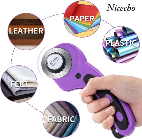 Nicecho Rotary Cutter Set,Sewing Quilting Supplies,45mm Fabric Cutters,A3 Cutting Mat for Sewing,Acrylic Rulers,Scissors,Exacto Knife,Clips,Beginners Sewing Accessories,Fabric Cutter Kit in Kuwait