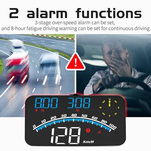 Dyno Racing 5.5" Digital Display Guage HUD Head Up Display GPS Speedometer,Speed, Fatigue Driving, Acceleration Tome,Driving Distance,Longitude,Latitude,Speed Alarm USB Power in Kuwait