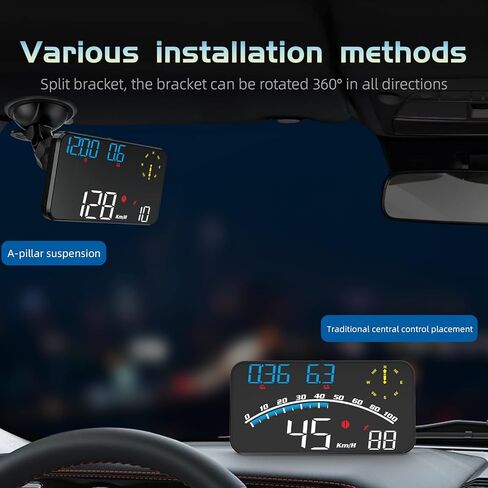 Dyno Racing 5.5" Digital Display Guage HUD Head Up Display GPS Speedometer,Speed, Fatigue Driving, Acceleration Tome,Driving Distance,Longitude,Latitude,Speed Alarm USB Power in Kuwait