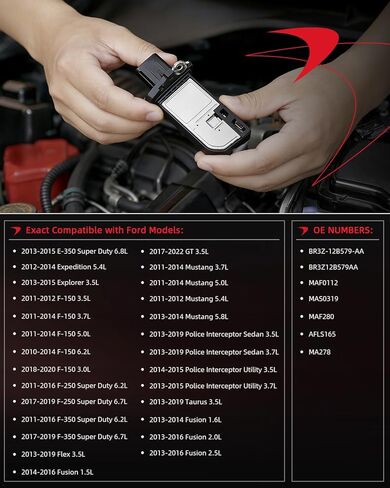 Fordnova Mass Airflow Sensor MAF Mass Air Flow Sensor Meter Compatible with 2011-2019 Ford F-150 F150 F-250 F-350 E-350 Super Duty Explorer Fusion Mustang Taurus Lincoln MKS MKT Navigator in Kuwait