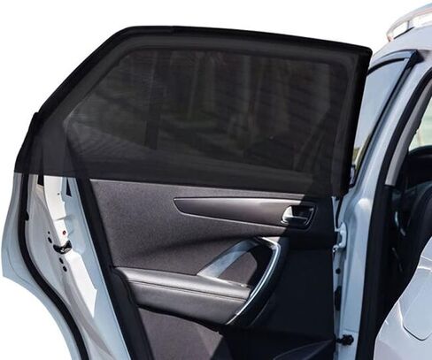2Pack Large Size Super Elastic 42" to 53" Car Window Sunshades, for Large SUV, Pickup, Truck, Minivan, Breathable Mesh Window Screen, Side Window Screen for Car Camping in Kuwait
