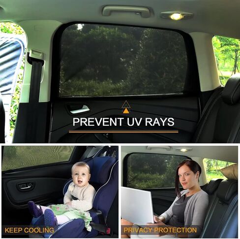 2Pack Large Size Super Elastic 42" to 53" Car Window Sunshades, for Large SUV, Pickup, Truck, Minivan, Breathable Mesh Window Screen, Side Window Screen for Car Camping in Kuwait