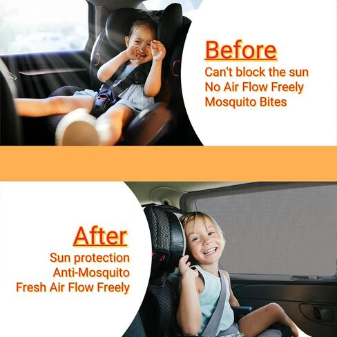 2Pack Large Size Super Elastic 42" to 53" Car Window Sunshades, for Large SUV, Pickup, Truck, Minivan, Breathable Mesh Window Screen, Side Window Screen for Car Camping in Kuwait
