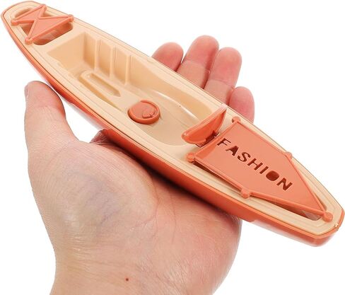 3-Piece Plastic Kayak Set – 7.65-inch Canoe Model Includes Paddles & Life Vests for Rowing Race Decoration, Office Table Décor, Realistic Plastic Boat for Fairy Garden & Home Décor (Brown) in Kuwait