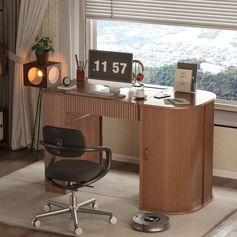 Drafting Table with Storage Cabinet & Drawers, Crafting Table with Open Shelves, Fluted Drawing Desk Computer Desk for Artists, Painters, Drawing, Crafting, Reading, Writing, Working in Kuwait