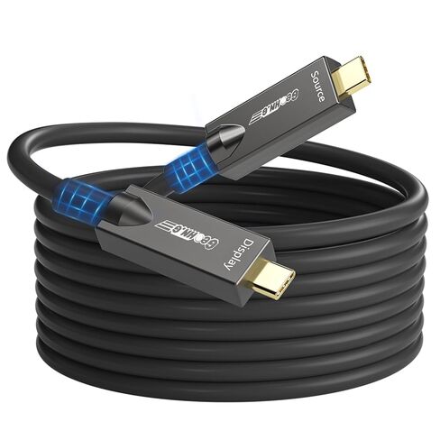 كابل USB C من الألياف الضوئية كامل المواصفات بطول 15 متر/50 قدم، كابل فيديو USB 3.2 بسرعة 5 جيجابت في الثانية لمسافات طويلة مع PD 60 وات، يدعم 2 مسار DP1.4 لسماعات الواقع الافتراضي/AR، وكاميرا الويب، والكمبيوتر الصغير، والكمبيوتر المحمول، ومؤتمر الفيديو in Saudi Arabia
