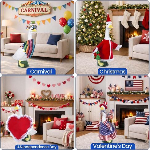 12 مجموعة من ملابس Porch Gose لأوزة كبيرة مقاس 23 بوصة، ملابس تنكرية موسمية قطنية لعيد الهالوين في الرابع من يوليو وعيد الفصح وعيد القديس باتريك، يمكن غسلها في الغسالة in Kuwait