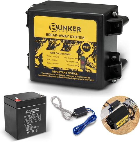 BUNKER INDUST Trailer Brake Away Kit with 12V 5AH Battery Built-in Charger and Switch, Trailer Breakaway System for for Trailer Caravan Towable RV Vehicle in Kuwait