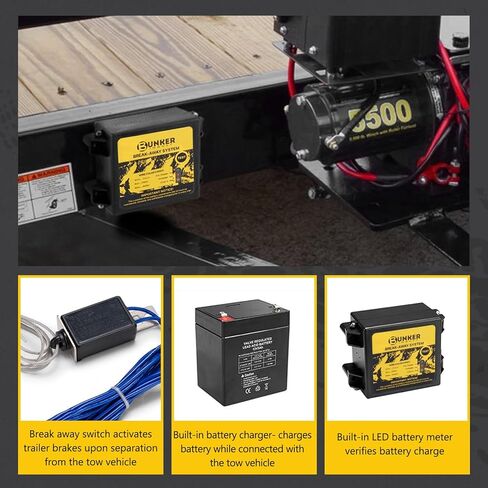 BUNKER INDUST Trailer Brake Away Kit with 12V 5AH Battery Built-in Charger and Switch, Trailer Breakaway System for for Trailer Caravan Towable RV Vehicle in Kuwait