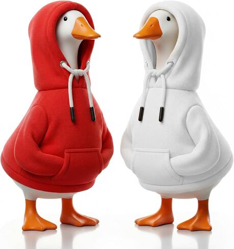 Desk Goose Outfits, Porch Goose Outfits, 2 PCS 7 Inches Red and White Porch Geese Costume Accessories, Cute Desk Goose Clothes with Adjustable Hood, Desktop Geese for Table Decoration in Kuwait