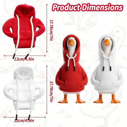 Desk Goose Outfits, Porch Goose Outfits, 2 PCS 7 Inches Red and White Porch Geese Costume Accessories, Cute Desk Goose Clothes with Adjustable Hood, Desktop Geese for Table Decoration in Kuwait
