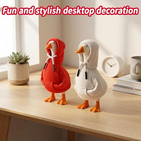 Desk Goose Outfits, Porch Goose Outfits, 2 PCS 7 Inches Red and White Porch Geese Costume Accessories, Cute Desk Goose Clothes with Adjustable Hood, Desktop Geese for Table Decoration in Kuwait