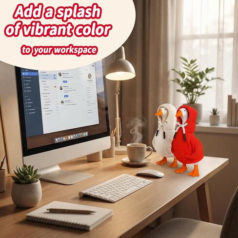 Desk Goose Outfits, Porch Goose Outfits, 2 PCS 7 Inches Red and White Porch Geese Costume Accessories, Cute Desk Goose Clothes with Adjustable Hood, Desktop Geese for Table Decoration in Kuwait