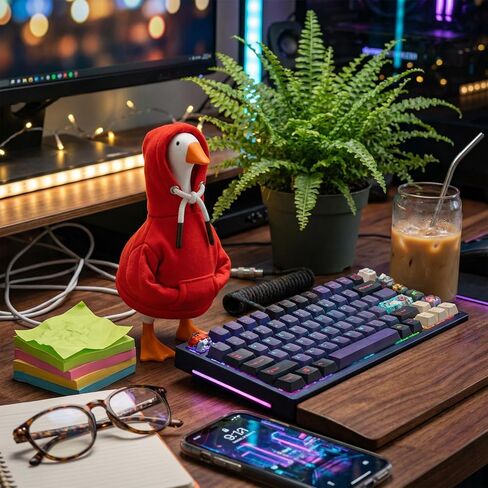 Desk Goose Outfits, Porch Goose Outfits, 2 PCS 7 Inches Red and White Porch Geese Costume Accessories, Cute Desk Goose Clothes with Adjustable Hood, Desktop Geese for Table Decoration in Kuwait