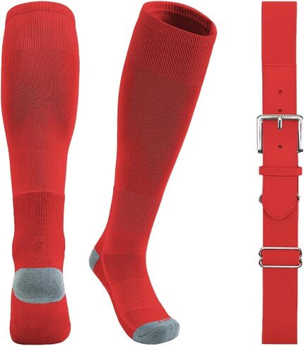 QBK Toddler Baseball Socks And Belt Youth Softball Tee Ball Combo Set for Boy Girl (1 Pairs of Socks & 1 Belt) in Saudi Arabia