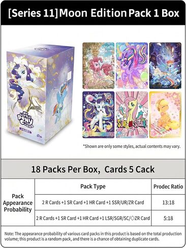 KAYOU My Little Pony Trading Cards Moon Edition Series 11 صندوق تجميع 18 حزمة معززة مجموعة نادرة قابلة للتجميع [CN] in Kuwait