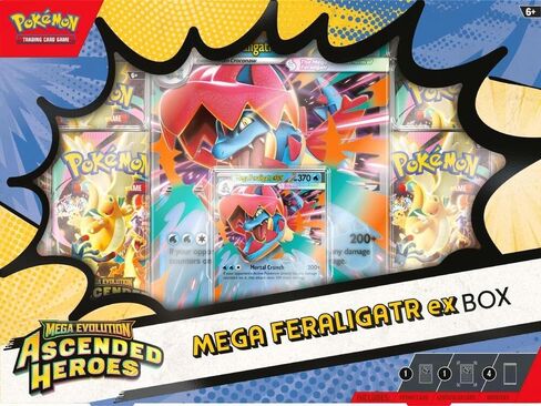 Pokemon Ascended Heroes EX Box (4 Mega Evolution Ascended Heroes Booster Packs, 1 Foil Card & 1 Oversized Lenticular Card) (Mega Meganium) in Kuwait