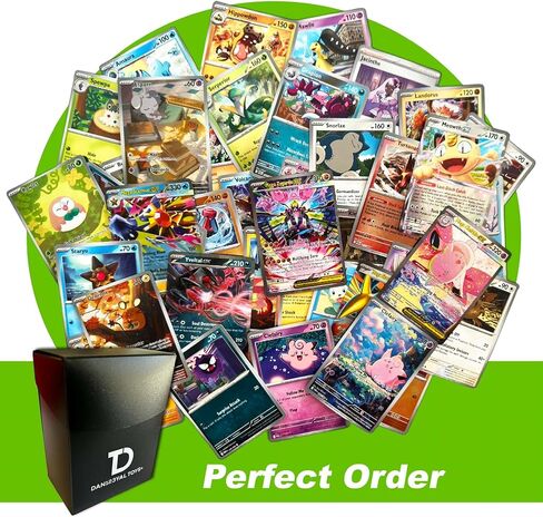 مجموعة متنوعة عشوائية متوافقة مع Pokemon TCG من Perfect Order || ضمان فائق الندرة + 20 بطاقة عشوائية + صندوق Dan123yal Deck Box in Kuwait