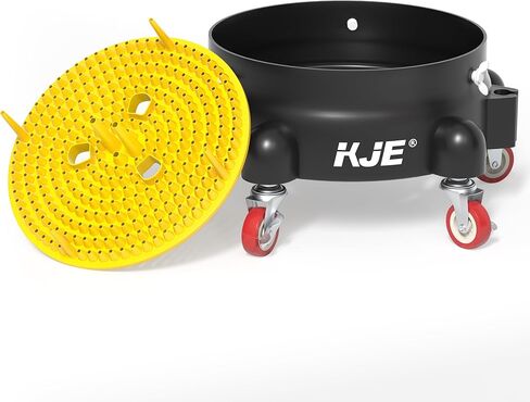 KJE Bucket Dolly with Wheels, 360° Rolling Car Wash Buckets Dolly for Detailing, Rolling Wash Bucket with 5 Wheels and 2 Locking Casters, Compatible with 2.5-7 Gallon Buckets, Supports Up to 300 lbs in Kuwait