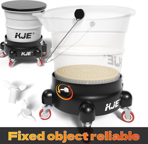 KJE Bucket Dolly with Wheels, 360° Rolling Car Wash Buckets Dolly for Detailing, Rolling Wash Bucket with 5 Wheels and 2 Locking Casters, Compatible with 2.5-7 Gallon Buckets, Supports Up to 300 lbs in Kuwait