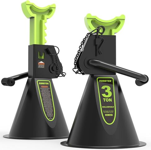 Jack Stands, 3 Ton (6,000 lbs) Heavy Duty Car Jack Stands with Seamless Round Steel Base, 10.8"-16.6" Adjustable with Double Locking, for Lifting SUV, Truck, and Car, 1 Pair in Kuwait