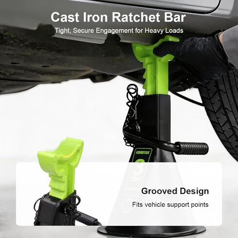 Jack Stands, 3 Ton (6,000 lbs) Heavy Duty Car Jack Stands with Seamless Round Steel Base, 10.8"-16.6" Adjustable with Double Locking, for Lifting SUV, Truck, and Car, 1 Pair in Kuwait