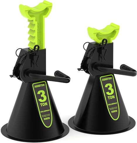 Jack Stands, 3 Ton (6,000 lbs) Heavy Duty Car Jack Stands with Seamless Round Steel Base, 10.8"-16.6" Adjustable with Double Locking, for Lifting SUV, Truck, and Car, 1 Pair in Kuwait