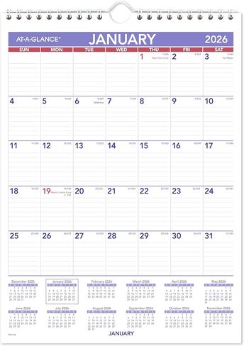 تقويم حائط AT-A-GLANCE 2026، مقاس 8 بوصة × 11 بوصة، كتل صغيرة مسطرة (PM12826) in Kuwait