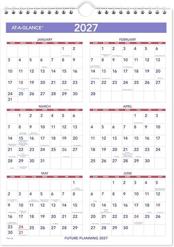 تقويم حائط AT-A-GLANCE 2026، مقاس 8 بوصة × 11 بوصة، كتل صغيرة مسطرة (PM12826) in Kuwait
