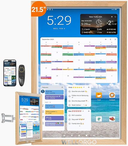 Smart Digital Calendar with Touch Screen:21.5 Inch Electronic Family Planner with Mobile Control, Supports Google Play & Multi-Calendar Sync,Customizable Chore Chart & Meal Planner,Wall-mountable in Kuwait