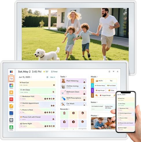 تقويم حائط رقمي ذكي مقاس 15.6 بوصة - مخطط إلكتروني بشاشة تعمل باللمس بدقة 1080 بكسل ومركز عائلي لمخططات المهام وتخطيط الوجبات. مزامنة تلقائية مع Google وiCloud وOutlook وCozi in Kuwait