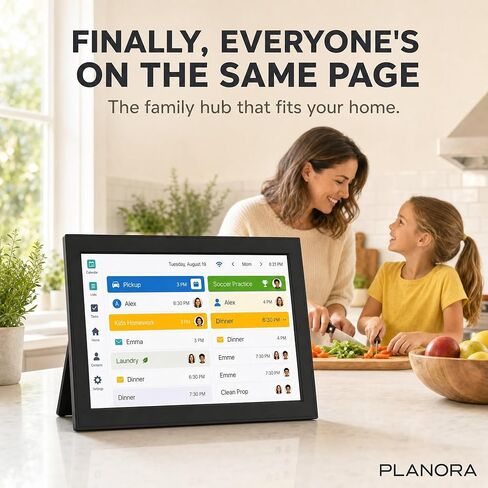 تقويم عائلي رقمي مقاس 15.6 بوصة مع مخطط عمل مرمز بالألوان، مخطط حائط ذكي بدون اشتراك، مزامنة Google Apple Outlook Yahoo Cozi، إطار صور بشاشة تعمل باللمس للمطبخ، التركيب والحامل in Kuwait