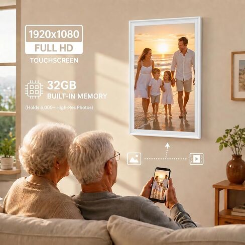 15.6" Smart Digital Calendar | No Subscription | Family Command Center Wall Planner with Chore Chart & Meal Planning | Real-time Sync | HD Touchscreen Photo Frame | Gift for Parents in Kuwait