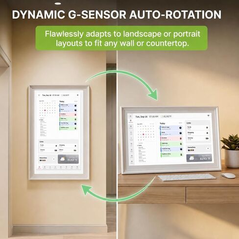 15.6" Smart Digital Calendar | No Subscription | Family Command Center Wall Planner with Chore Chart & Meal Planning | Real-time Sync | HD Touchscreen Photo Frame | Gift for Parents in Kuwait