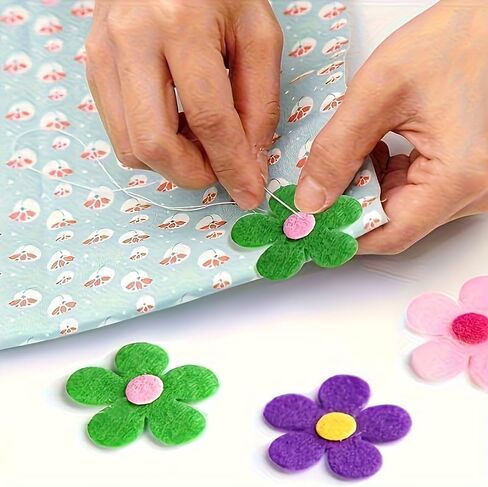 100PCS Colorful Felt Flower Craft Kit, DIY Fabric Flower Cutouts for Handmade Crafts, Scrapbooking, Classroom Projects, Bouquet Making & Party Decorations, Mixed Color Polyester Felt Flowers (100PCS) in Kuwait