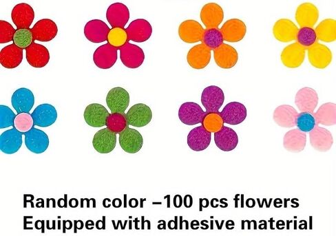 100PCS Colorful Felt Flower Craft Kit, DIY Fabric Flower Cutouts for Handmade Crafts, Scrapbooking, Classroom Projects, Bouquet Making & Party Decorations, Mixed Color Polyester Felt Flowers (100PCS) in Kuwait