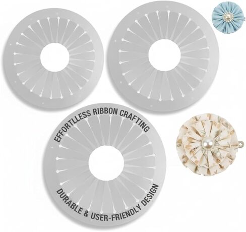 3-Piece Rosette Maker, Fabric Flower Maker Tool for Consistent DIY Ribbon Flowers, Crafting for Beginners, Tabletop Figurines in Kuwait