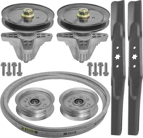 Caltric Spindle w/Blade Pulley and Belt Compatible with Troy-Bilt 113A277BS066 13A877BS066 Pony / 13AB77BS023 13AB77BS223 Horse Pony 42" in Kuwait