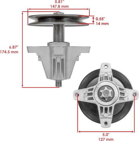Caltric Spindle w/Blade Pulley and Belt Compatible with Troy-Bilt 113A277BS066 13A877BS066 Pony / 13AB77BS023 13AB77BS223 Horse Pony 42" in Kuwait