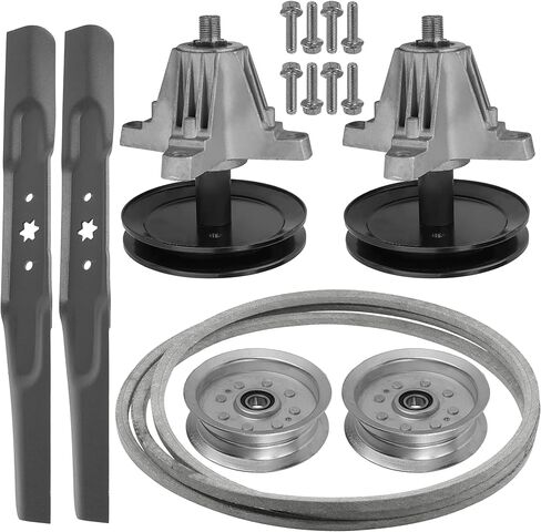 Caltric Spindle w/Blade Pulley and Belt Compatible with Troy-Bilt 113A277BS066 13A877BS066 Pony / 13AB77BS023 13AB77BS223 Horse Pony 42" in Kuwait