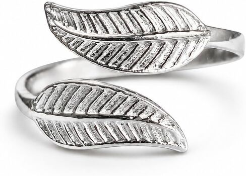 925 Sterling Silver Leaf Wrap Toe Ring/Knuckle Ring - Small Adjustabl Dainty Handmad by MiYa Jewelry creations in Saudi Arabia