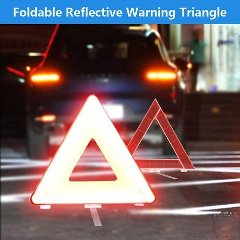 STDY Car Roadside Emergency Kit, Vehicle Truck Safety Road Side Assistance Kits Auto Accessory, with Jumper Cables, Tow Rope, Reflective Triangle, Tire Pressure Gauge, etc in Kuwait