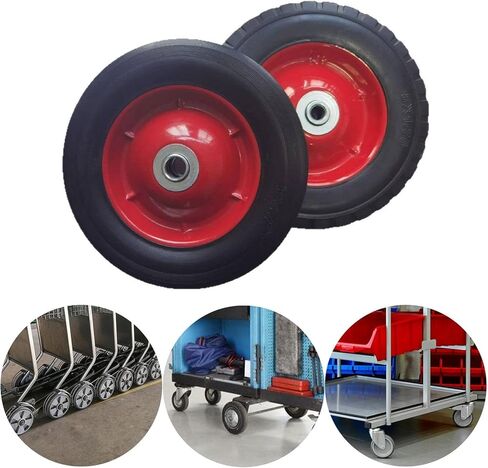 قطعتان من العجلات البديلة من المطاط الصلب وعجلات الشاحنات اليدوية شديدة التحمل مع محمل كروي لعربة التسوق مناسبة للمرآب في الهواء الطلق in Kuwait