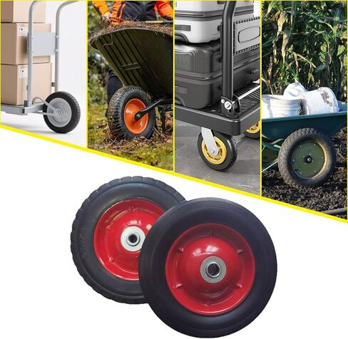 2 Pieces Replacement Wheels Heavy Duty Solid Rubber Tires with Ball Bearing Hand Truck Wheels for Shopping Cart Suitable for in Kuwait